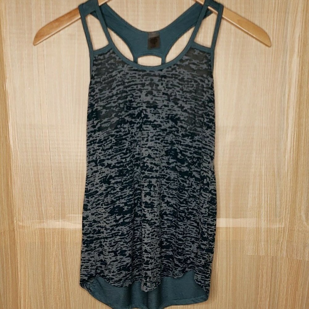 Soubu Womens Teal Burnout Athletic Tank Top Small